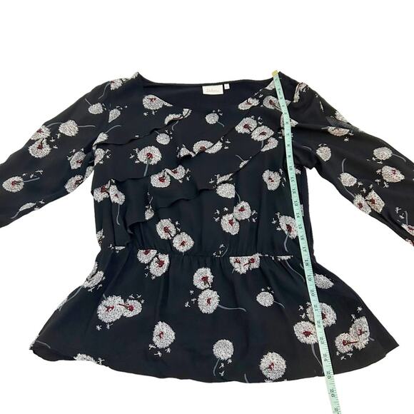 Anthropologie Deletta Black Multicolor Wished Bloom Split Sleeve Blouse, Size M - Picture 9 of 14